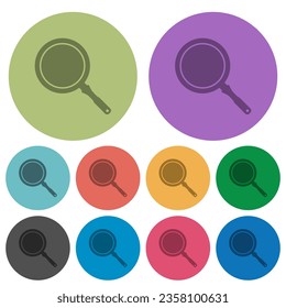 Frying pan top view darker flat icons on color round background