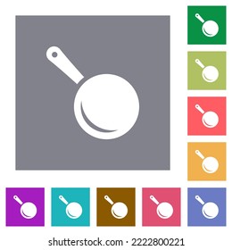 Bratpfanne mit Draufsicht, flache Symbole auf einfachem, quadratischem Hintergrund