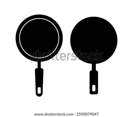 Frying pan top view icon design on a white background
