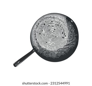 Frying pan utensil kitchen icon isolated
