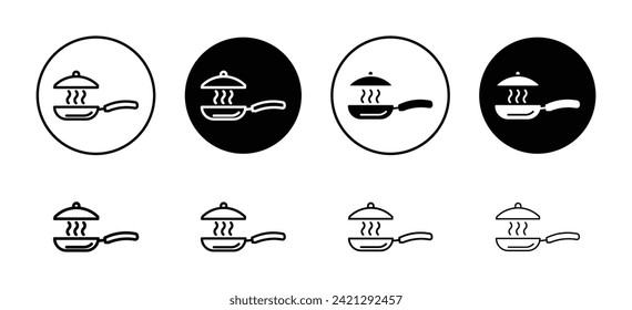 Frying pan vector icon set collection. Frying pan Outline flat Icon.