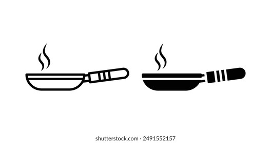 frying pan vector icon set in black color.