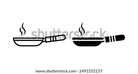 frying pan vector icon set in black color.