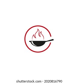 frying pan vector illustration. hot food or spicy food icon. logo for restaurants, cafes and other places to eat