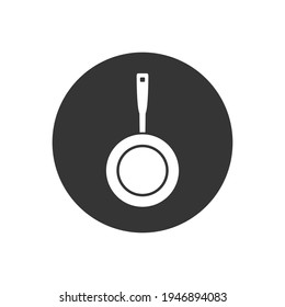 Icono de sartén blanco en estilo plano. Vector