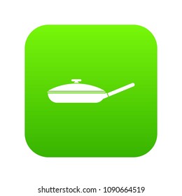 frying pan with white lid icon digital green for any design isolated on white vector illustration