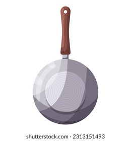 a frying pan with a wooden handle