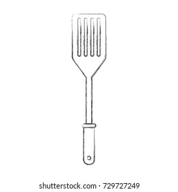 frying spatula flat monochrome blurred silhouette vector illustration