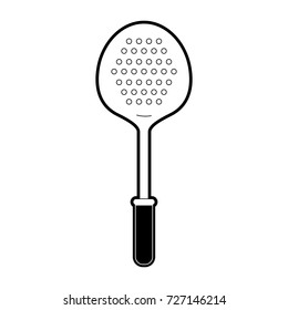 frying spoon utensil black silhouette vector illustration