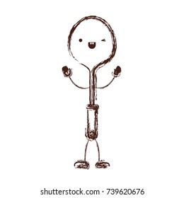 frying spoon utensil cartoon in brown blurred silhouette vector illustration