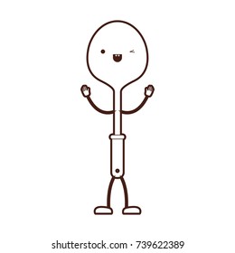frying spoon utensil cartoon brown silhouette vector illustration