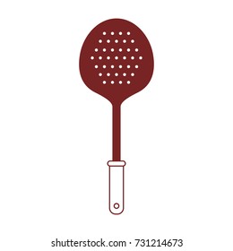 frying spoon utensil color sections silhouette vector illustration