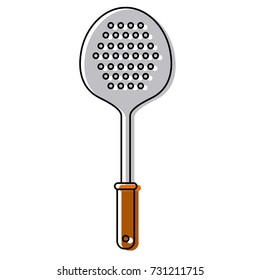 frying spoon utensil colorful watercolor silhouette vector illustration