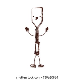 frying square spatula cartoon in brown blurred silhouette vector illustration