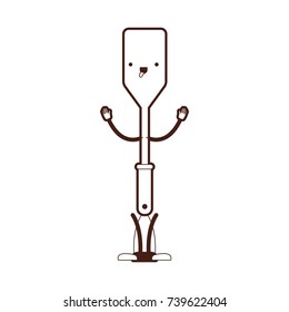 frying square spatula cartoon brown silhouette vector illustration