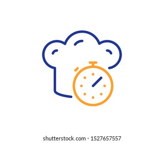 Frying stopwatch sign. Cooking timer line icon. Food preparation symbol. Colorful outline concept. Blue and orange thin line cooking timer icon. Vector