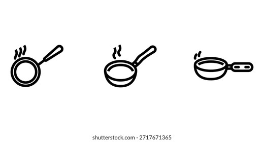 frying-pan outline or line icon design bundle.