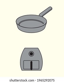 Frypan and  Air fryer vector, Kitchen appliances, Cooking icon
