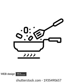 Símbolo del símbolo del vector de diseño del logotipo de cocina de línea Frypan