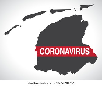 Fryslan NETHERLANDS province map with Coronavirus warning illustration