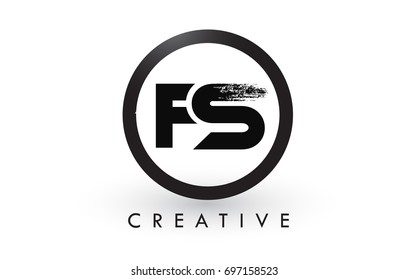 FS Brush Letter Logo Design with Black Circle. Creative Brushed Letters Icon Logo.