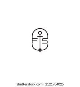 FS creative letter logo design in anchor concept with high quality professional design that will print well across any print media