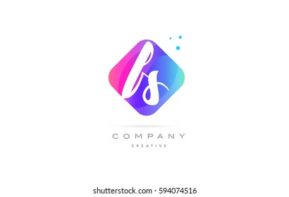 fs f s  pink blue rhombus abstract 3d alphabet company letter text logo hand writting written design vector icon template 