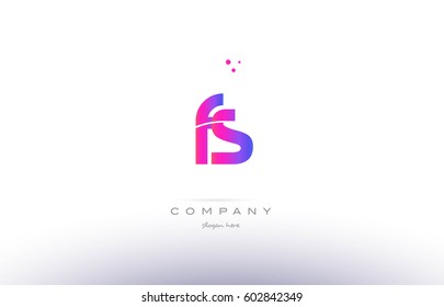 fs f s  pink purple modern creative gradient alphabet company logo design vector icon template