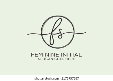 FS handwriting logo with circle template vector logo of initial signature, wedding, fashion, floral and botanical with creative template.