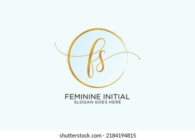 Logo de escritura a mano FS con la firma del vector de plantilla de círculo, boda, moda, floral y botánica con plantilla creativa.
