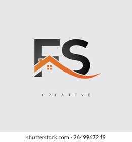 FS House Letter Logo – Creative Real Estate Monogram with Roof Shape and Home Icon for Property, Architecture and Modern Branding Identity