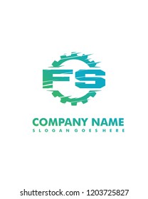 FS Initial with gear template vector
