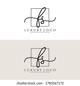 FS Initial handwriting logo template vector