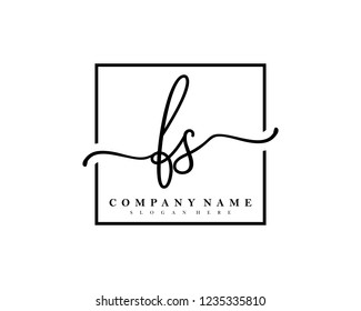FS Initial handwriting square minimalist logo vector
