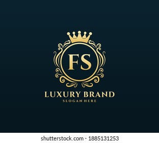 FS Letra inicial Oro caligrafía caligráfica femenina floral mano trenzada heráldica monograma antiguo estilo vintage diseño logo de lujo estilo antiguo.
