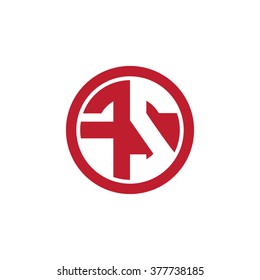 FS initial letters circle business logo red