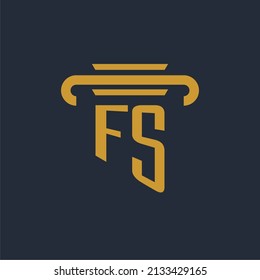 FS initial logo monogram with pillar icon design vector image