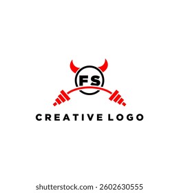 FS initial monogram for fitnes or gym logo with devil style design