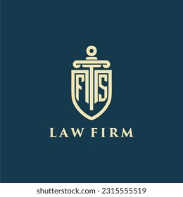FS initial monogram for law firm with sword and shield logo image