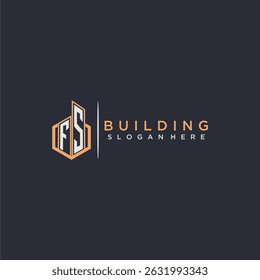 FS initial monogram logo real estate for building with polygon style