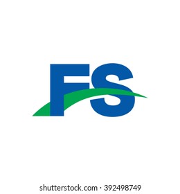 FS initial overlapping swoosh letter logo blue green