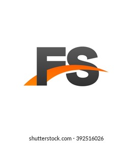 FS initial overlapping swoosh letter logo black orange