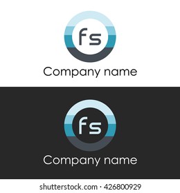 FS letter a circle shape icon logo white blue