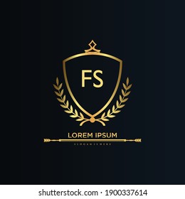 FS Letter Initial with Royal Template.elegant with crown logo vector, Creative Lettering Logo Vector Illustration.