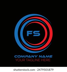 Diseño creativo del logotipo de la letra de FS. FS diseño único. Diseño del logotipo de la letra de FS sobre fondo negro.