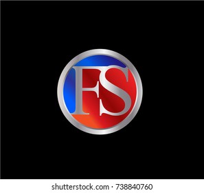 FS Letter logo Design in a circle. Blue and silver colored