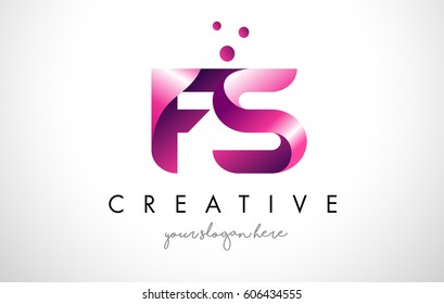 FS Letter Logo Design Template with Purple Colors and Dots