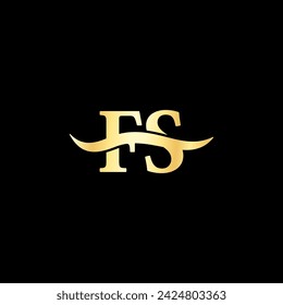 F.S Letter logos minimal designs luxury serif typography vector of business name golden Monogram art Logo