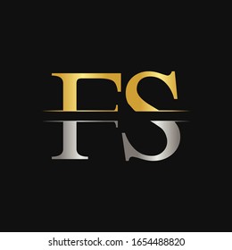 Plantilla vectorial de diseño de tipo de letra FS. Diseño del logo de carta abstracta FW