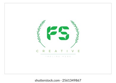 FS letters eco logo with leaf. Fresh nature and healthy leaf logo design.